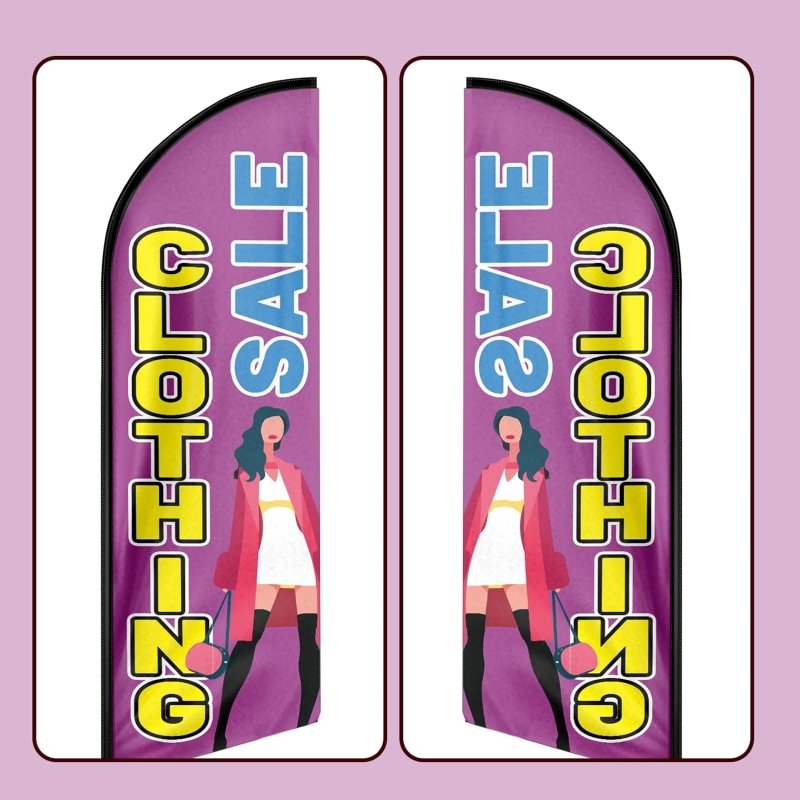 Clothing Sale Sign - 11FT Clothing Sale Advertising Swooper Feather Flag Fit 15FT Flagpole(Flagpole Not Included 4.3)