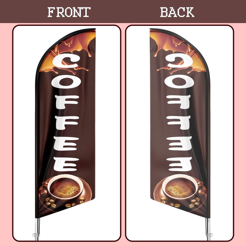 Coffee Flag - 11FT Windless Swooper Coffee Flag with Flagpole/Ground Stake/Portable Bag(3.4m)