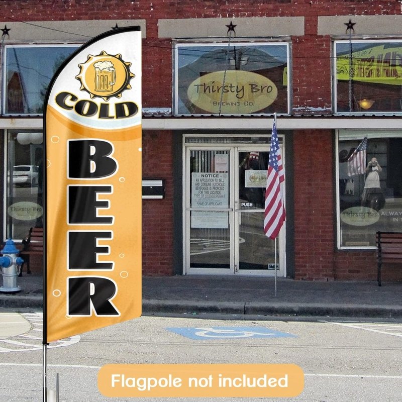 Cold Beer Flag - 11FT Cold Beer Advertising Swooper Flag Fit 15FT Flagpole(Flagpole Not Included 4.3)