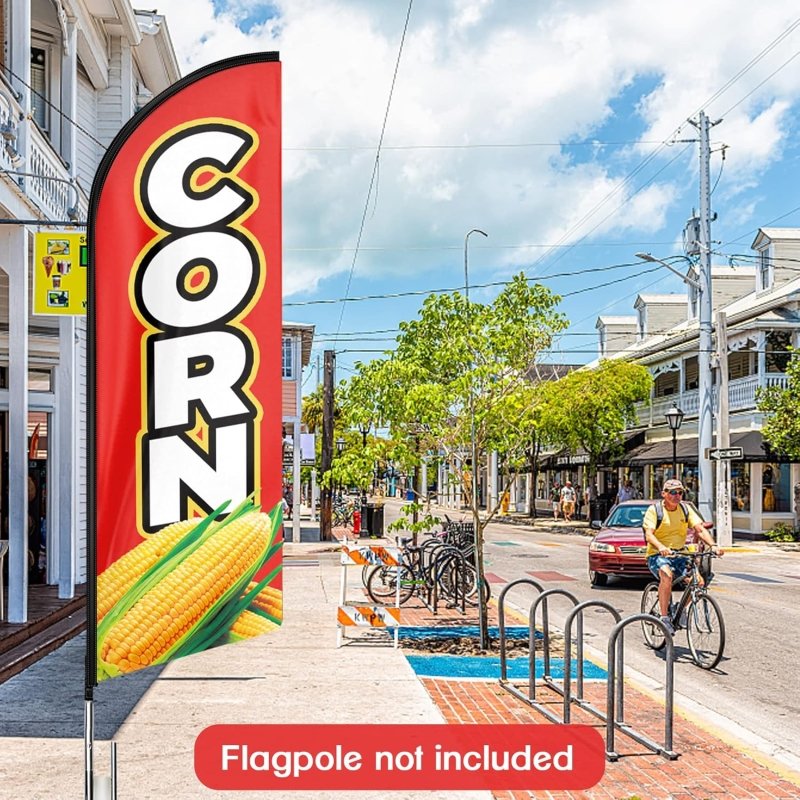 Corn Flag - 11FT Corn Advertising Swooper Feather Flag Fit 15FT Flagpole(Flagpole Not Included 4.3)