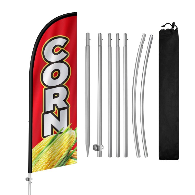 Corn Flag - 8FT Corn Banner Feather Flag with Stainless Steel Pole Kit(2m flag set)