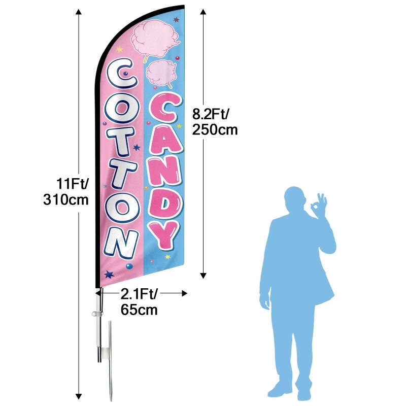 Cotton Candy Flag - 11FT Cotton Candy Swooper Flag with Pole Kit(3.4m)