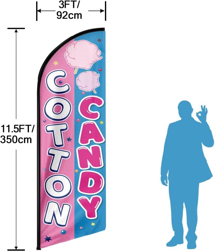 Cotton Candy sign - 11FT Cotton Candy Advertising Swooper Feather Flag Fit 15FT Flagpole(Flagpole Not Included 4.3)