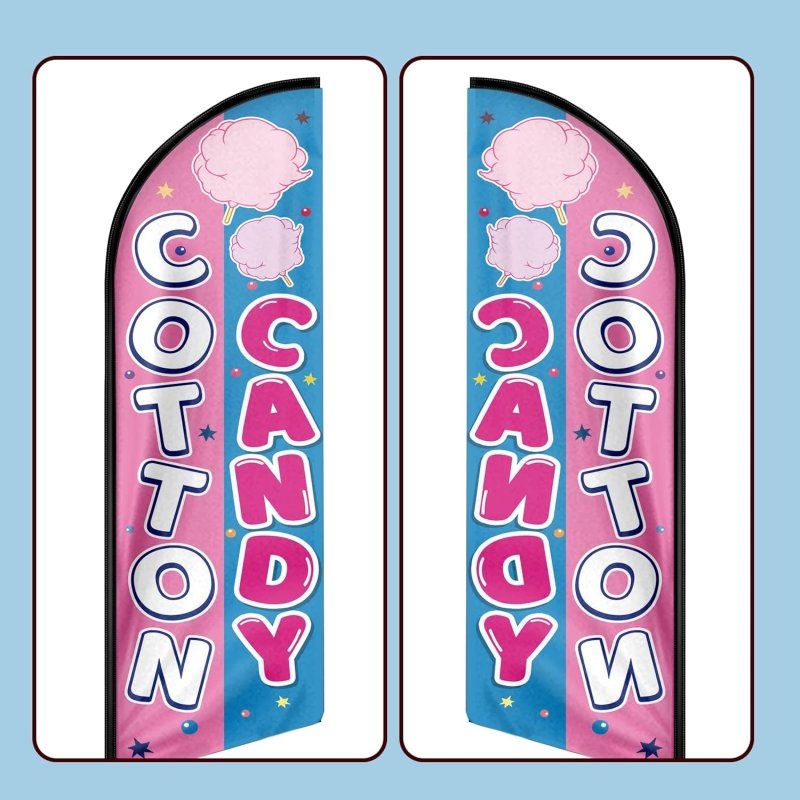 Cotton Candy sign - 11FT Cotton Candy Advertising Swooper Feather Flag Fit 15FT Flagpole(Flagpole Not Included 4.3)