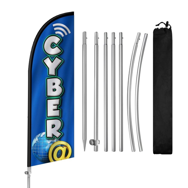 Cyber Flag - 8FT Cyber Banner Feather Flag with Stainless Steel Pole Kit(2m flag set)