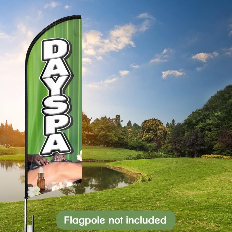 Day Spa Signs - 11FT Day Spa Advertising Swooper Flag Fit 15FT Flagpole(Flagpole Not Included 4.3)