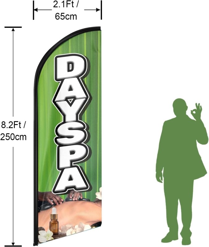 Day Spa Signs - 8FT Day Spa Advertising Swooper Flag (Flagpole Not Included 3.4)