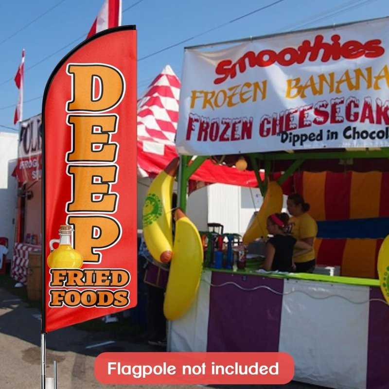 Deep Fried Foods Themed Feather Flag, 11FT Deep Fried Foods Advertising Swooper Flag Fit 15FT Flagpole(Flagpole Not Included 4.3)