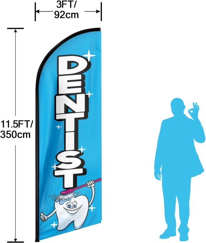 Dentist sign - 11FT Dentist Advertising Swooper Feather Flag Fit 15FT Flagpole(Flagpole Not Included 4.3)