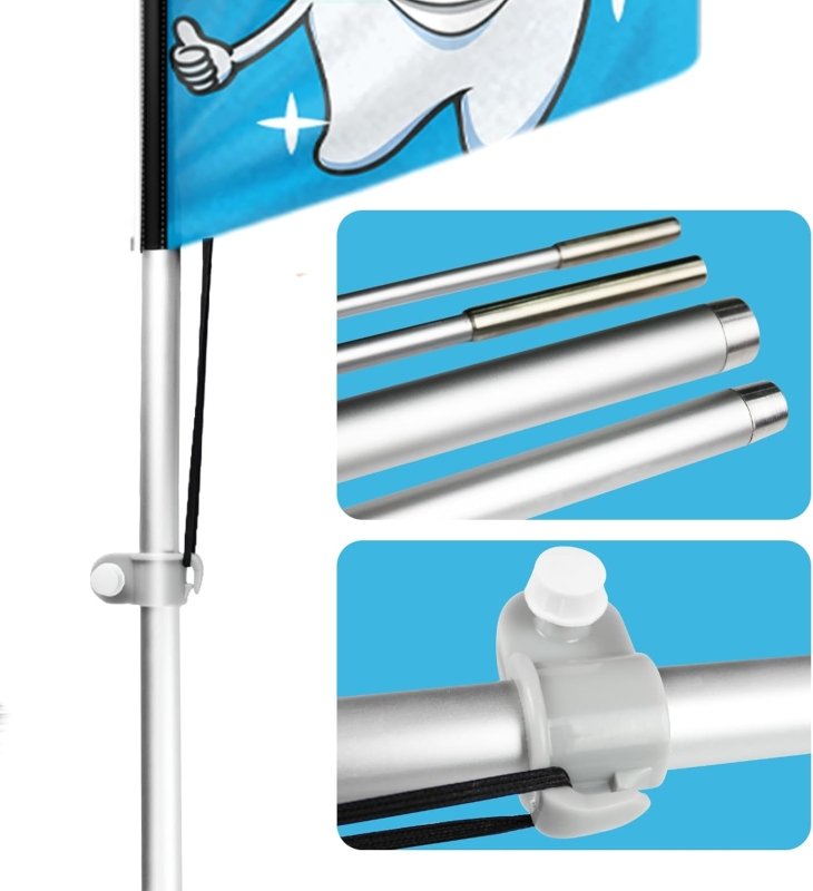 Dentist sign - 11FT Dentist Flag with Aluminium Alloy Pole Kit, Steel Ground Stake(3.4m)