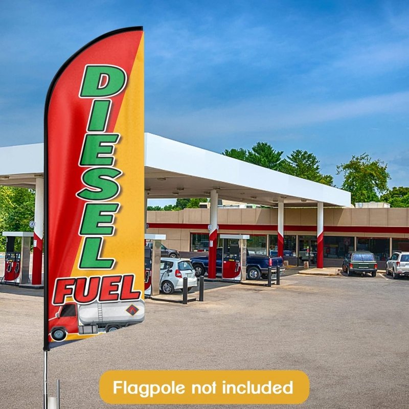 Diesel Fuel Flag - 11FT Diesel Fuel Advertising Swooper Feather Flag Fit 15FT Flagpole(Flagpole Not Included 4.3)