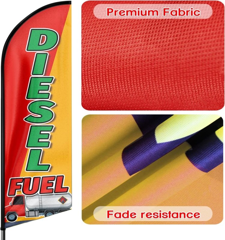 Diesel Fuel Flag - 11FT Diesel Fuel Advertising Swooper Feather Flag Fit 15FT Flagpole(Flagpole Not Included 4.3)