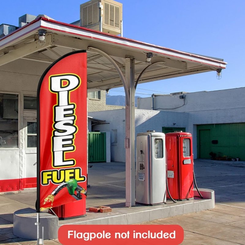 Diesel Fuel Sign - 8FT Diesel Fuel Advertising Swooper Flag(Flagpole Not Included 3.4)