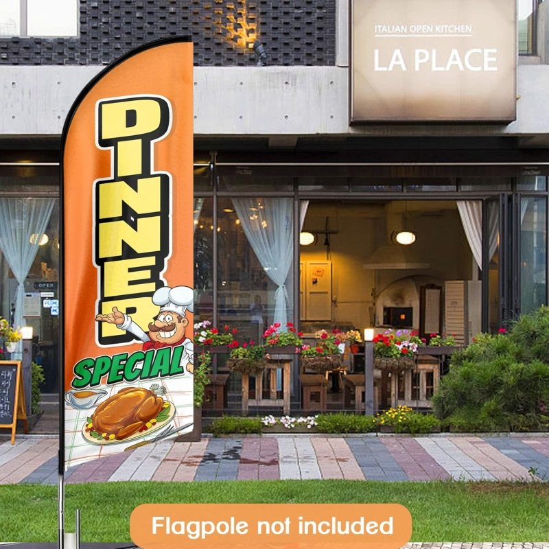 Dinner Special Sign - 11FT Dinner Special Advertising Swooper Feather Flag Fit 15FT Flagpole(Flagpole Not Included 4.3)