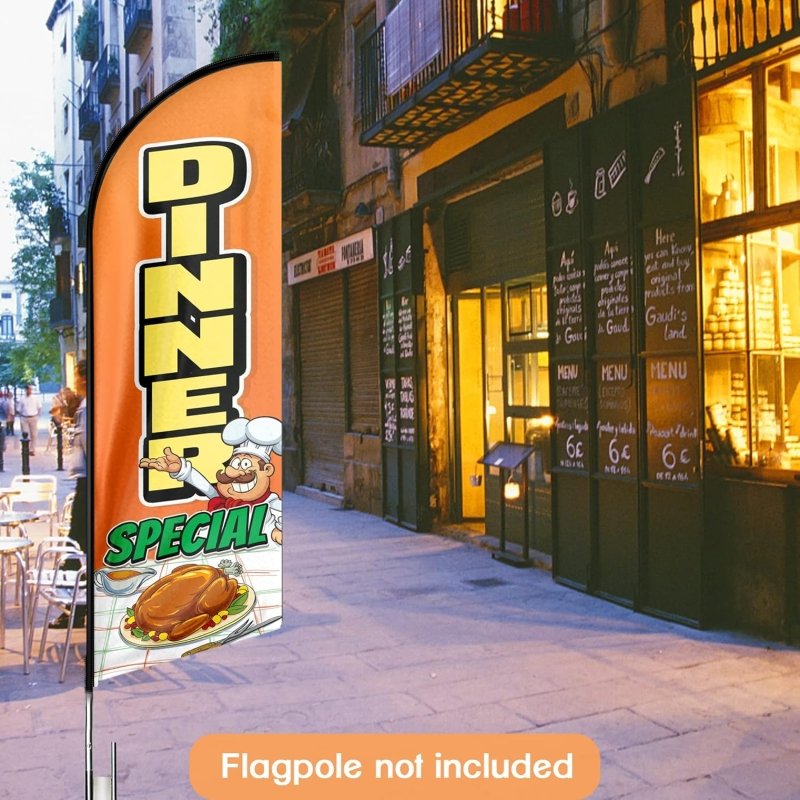 Dinner Special Sign - 11FT Dinner Special Advertising Swooper Feather Flag Fit 15FT Flagpole(Flagpole Not Included 4.3)