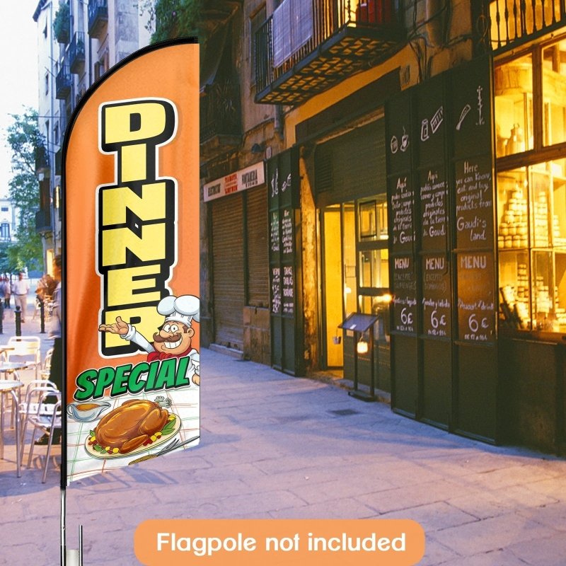 Dinner Special Sign - 8FT Dinner Special Advertising Swooper Flag (Flagpole Not Included 3.4)