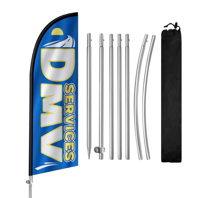 Dmv Flag - 8FT Dmv 01 Services Banner Feather Flag with Stainless Steel Pole Kit(2m flag set)