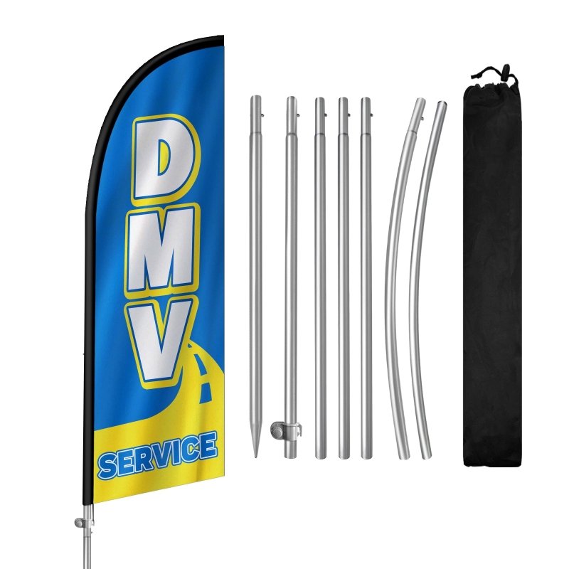 Dmv Flag - 8FT Dmv Service Banner Feather Flag with Stainless Steel Pole Kit(2m flag set)