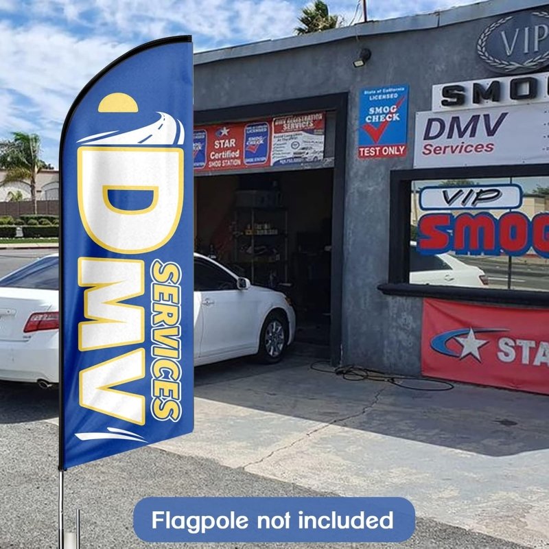 Dmv Flag - 8FT Dmv Services Advertising Swooper Flag(Flagpole Not Included 3.4)