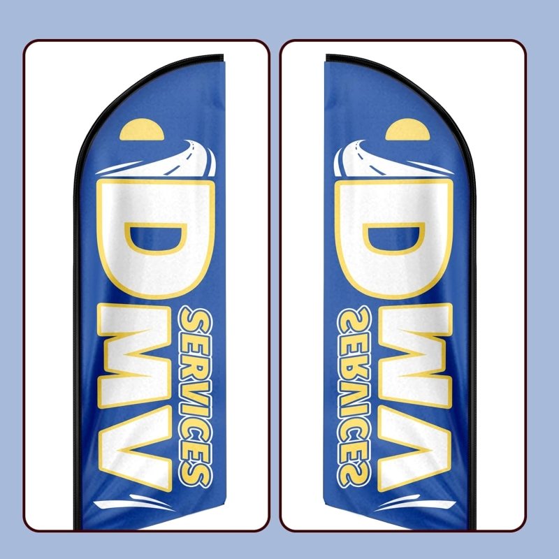 Dmv Flag - 8FT Dmv Services Advertising Swooper Flag(Flagpole Not Included 3.4)