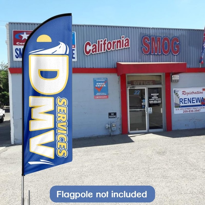 Dmv Flag - 8FT Dmv Services Advertising Swooper Flag(Flagpole Not Included 3.4)