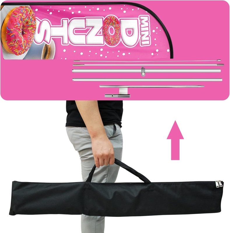 Donuts Sign - 11 FT Windless Mini Donuts Feather Flag with Flagpole/Ground Stake(3.4m)