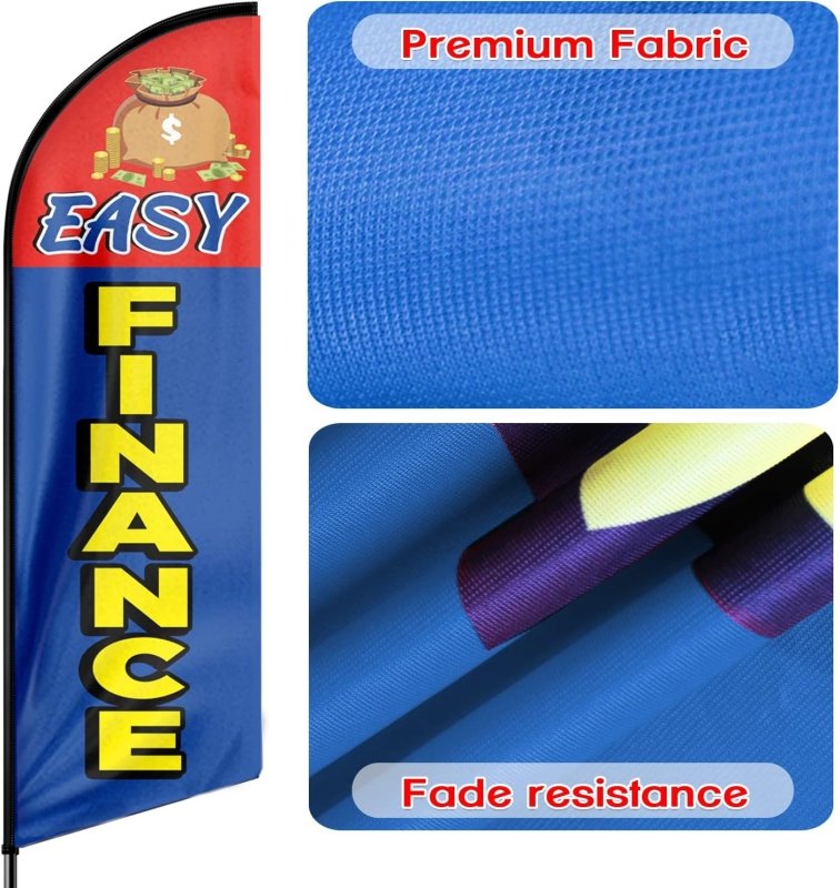 Easy Finance Themed Feather Flag, 11FT Easy Finance Advertising Swooper Flag Fit 15FT Flagpole(Flagpole Not Included 4.3)