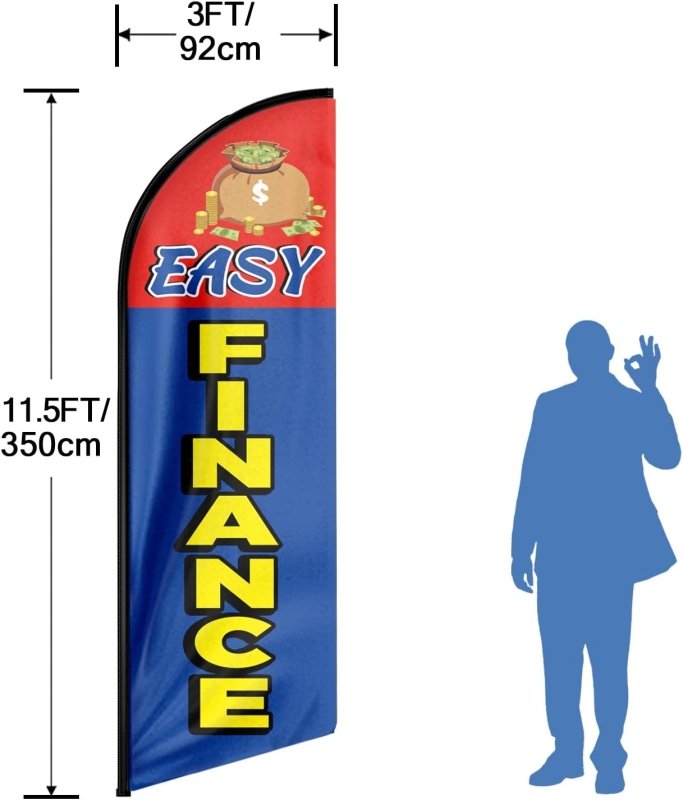 Easy Finance Themed Feather Flag, 11FT Easy Finance Advertising Swooper Flag Fit 15FT Flagpole(Flagpole Not Included 4.3)