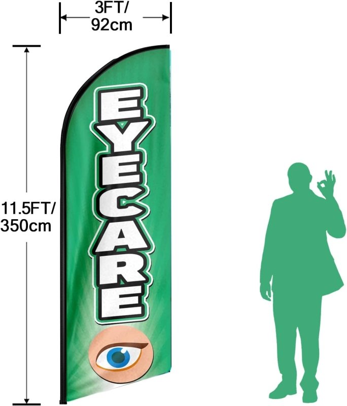 Eyecare Themed Feather Flag, 11FT Eyecare Advertising Swooper Flag Fit 15FT Flagpole(Flagpole Not Included 4.3)