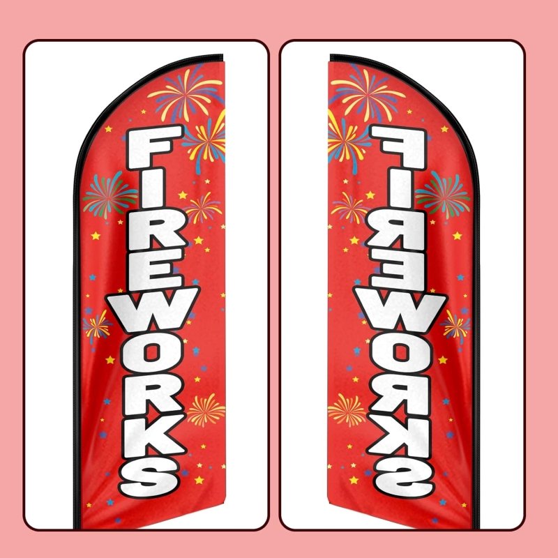 Fireworks Flag - 11FT Fireworks Advertising Swooper Feather Flag Fit 15FT Flagpole(Flagpole Not Included 4.3)