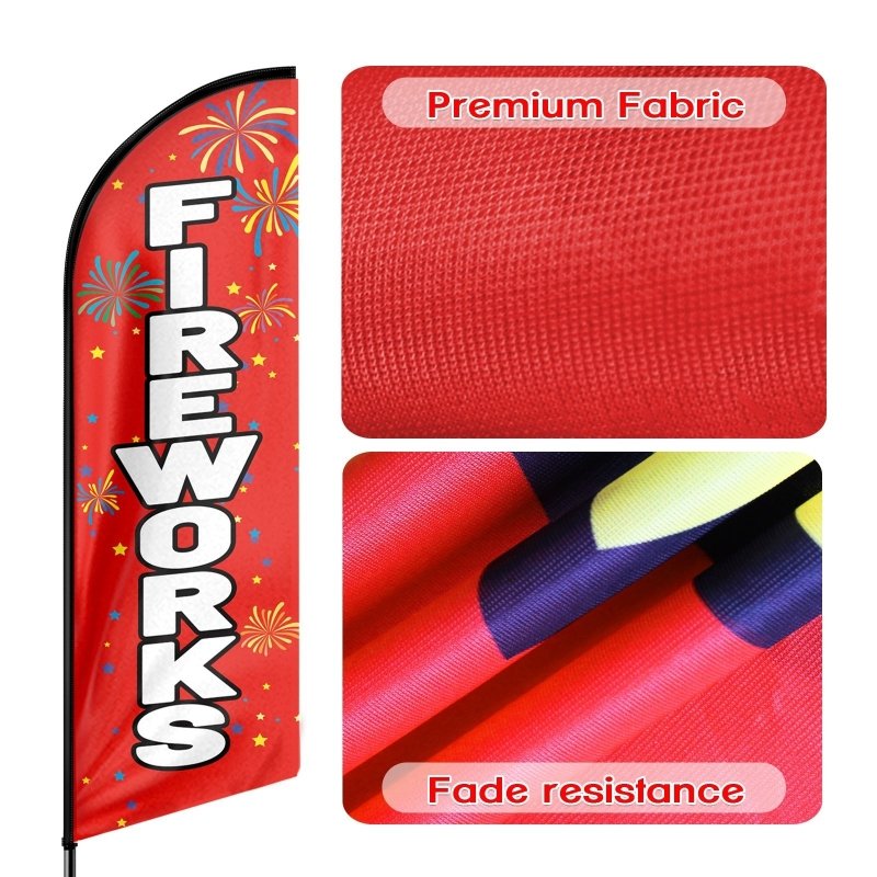 Fireworks Flag - 8FT Fireworks Advertising Swooper Flag(Flagpole Not Included 3.4)