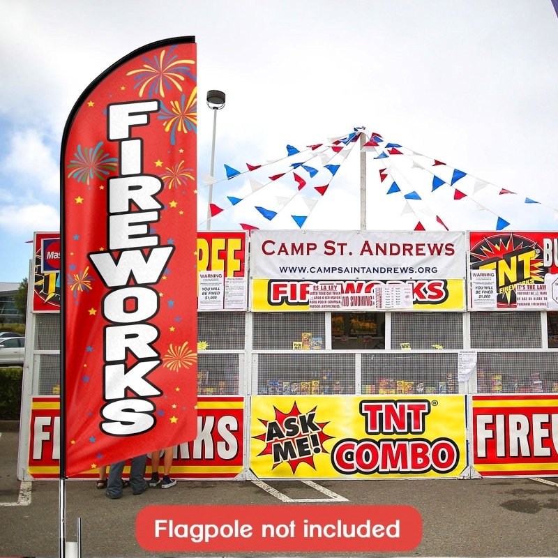 Fireworks Flag - 8FT Fireworks Advertising Swooper Flag(Flagpole Not Included 3.4)