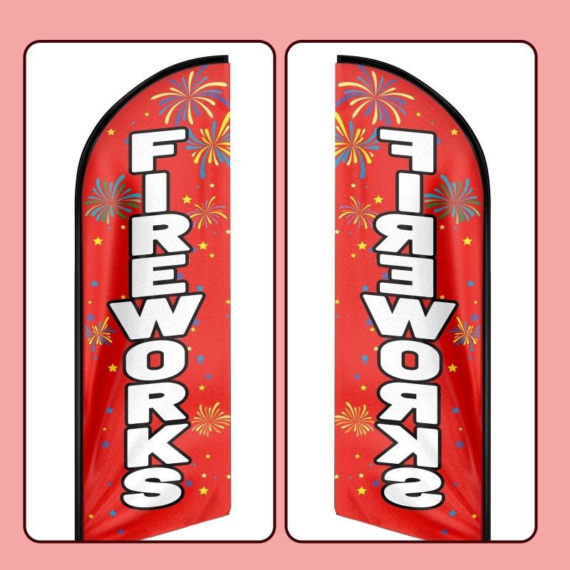 Fireworks Flag - 8FT Fireworks Advertising Swooper Flag(Flagpole Not Included 3.4)