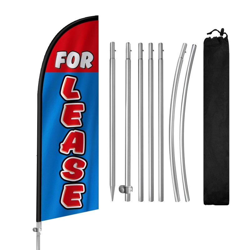 For Lease Sign - 8FT For Lease Banner Feather Flag with Stainless Steel Pole Kit(2m flag set)