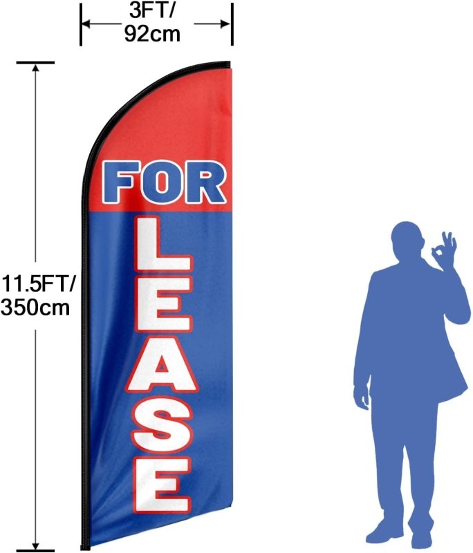 For Lease Themed Feather Flag, 11FT For Lease Advertising Swooper Flag Fit 15FT Flagpole(Flagpole Not Included 4.3)