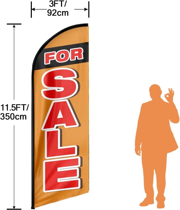 For Sale Sign - 11FT For Sale Advertising Swooper Flag Fit 15FT Flagpole (Flagpole Not Included 4.3)