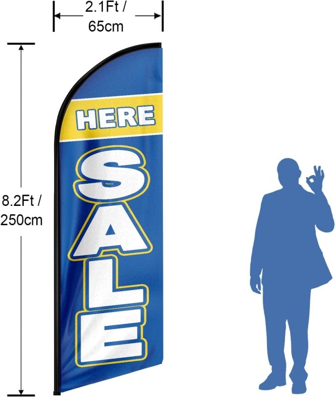 For Sale Sign - 8FT Here Sale Advertising Swooper Flag(Flagpole Not Included 3.4)