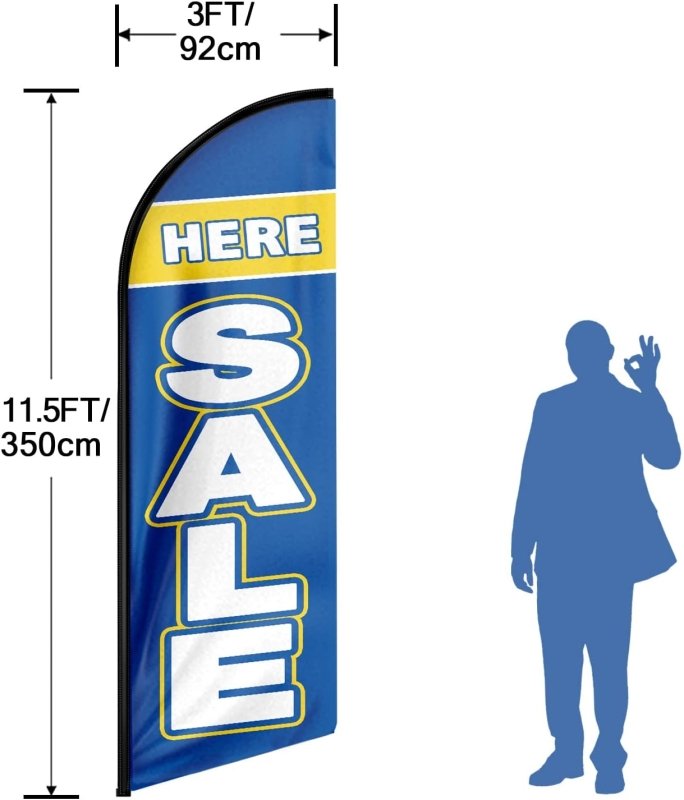 For Sale Sign - Here Sale Themed Feather Flag, 11FT Here Sale Advertising Swooper Flag Fit 15FT Flagpole(Flagpole Not Included 4.3)