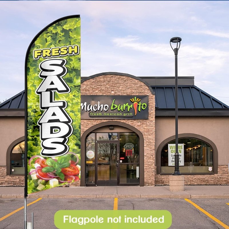 Fresh Salads Themed Feather Flag, 11FT Fresh Salads Advertising Swooper Flag Fit 15FT Flagpole(Flagpole Not Included 4.3)