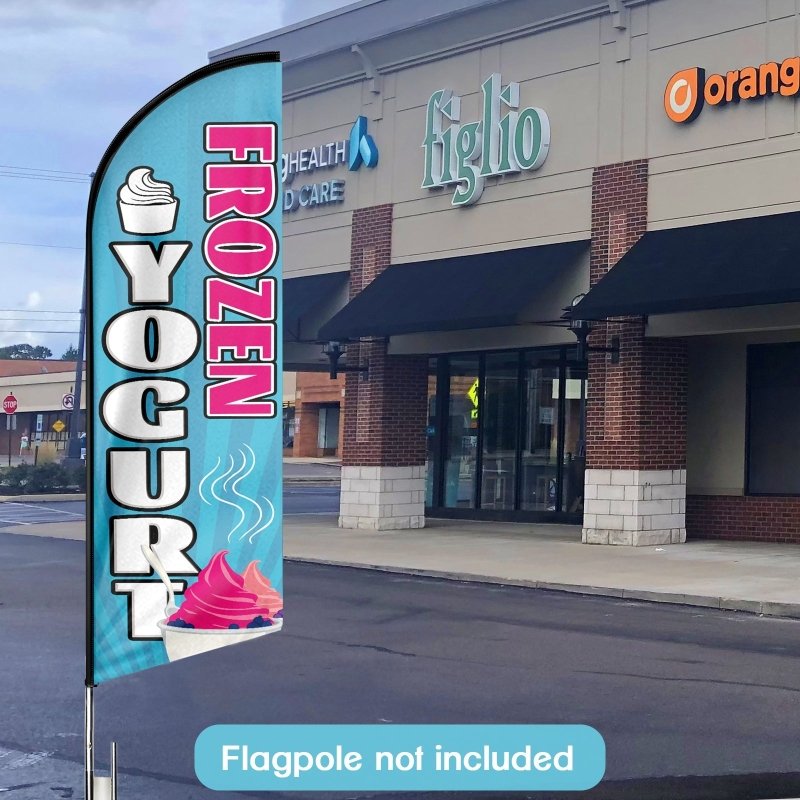 Frozen Yogurt Sign - 8FT Frozen Yogurt Advertising Swooper Flag (Flagpole Not Included 3.4)