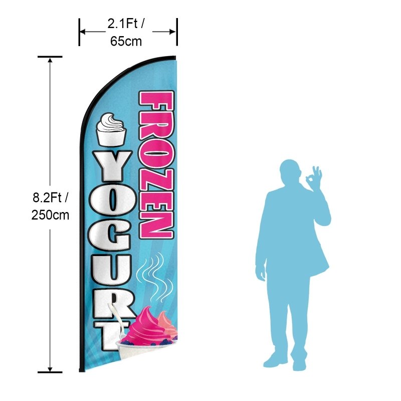 Frozen Yogurt Sign - 8FT Frozen Yogurt Advertising Swooper Flag (Flagpole Not Included 3.4)