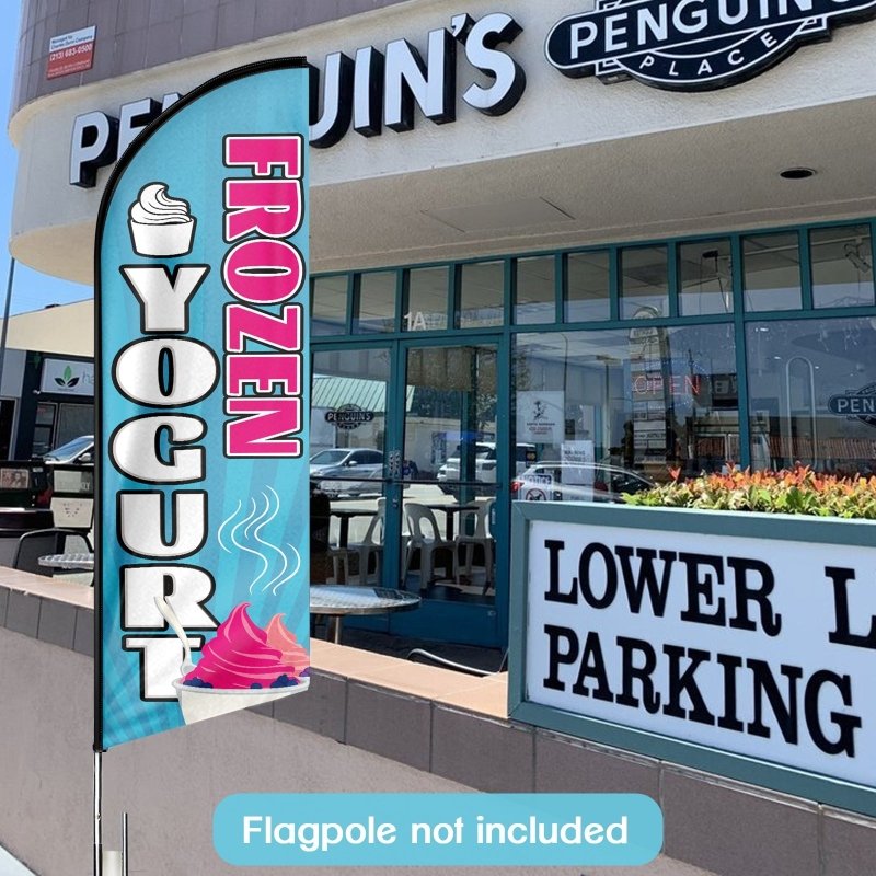 Frozen Yogurt Sign - 8FT Frozen Yogurt Advertising Swooper Flag (Flagpole Not Included 3.4)