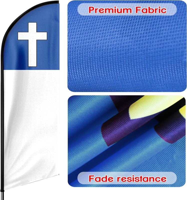 FT Christian Advertising Swooper Flag,Fade Proof Christian Signs for Businesses(Flagpole Not Included 3.4)