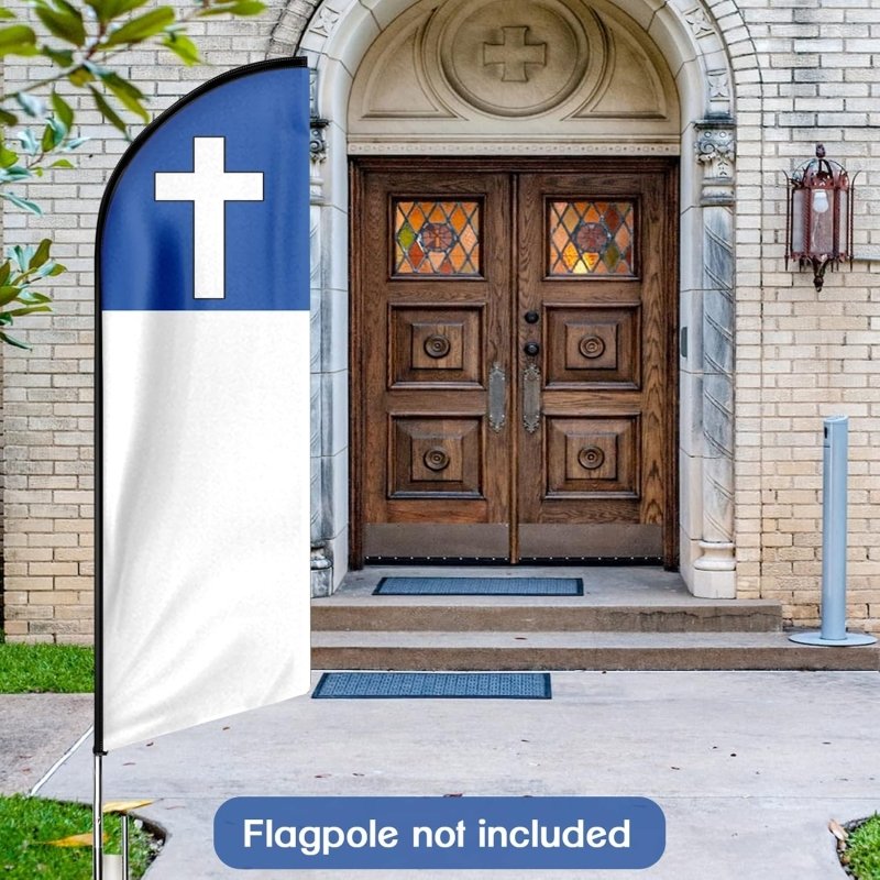 FT Christian Advertising Swooper Flag,Fade Proof Christian Signs for Businesses(Flagpole Not Included 3.4)