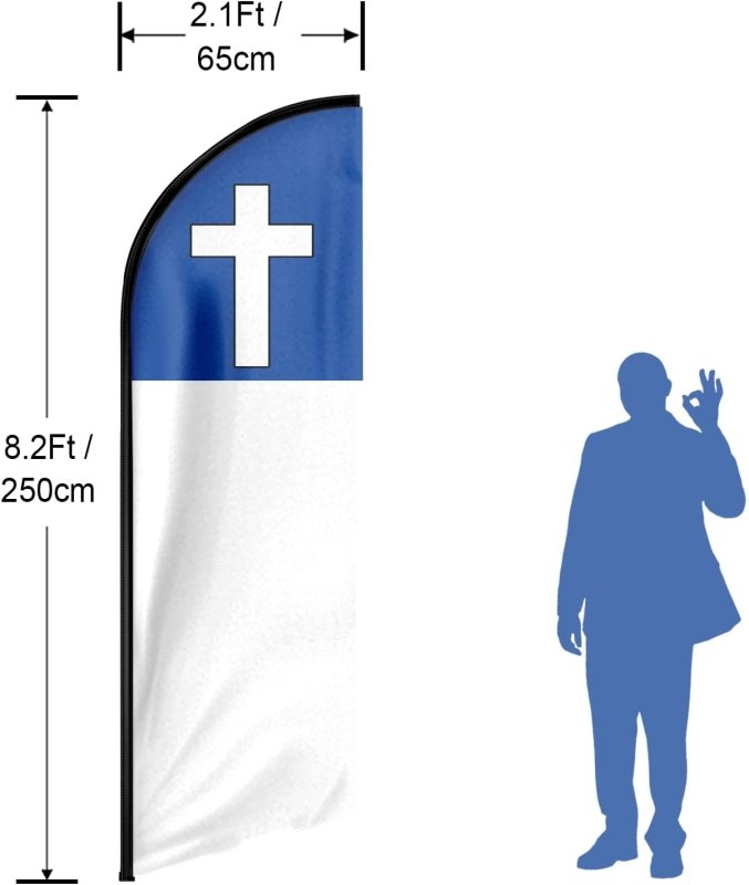 FT Christian Advertising Swooper Flag,Fade Proof Christian Signs for Businesses(Flagpole Not Included 3.4)