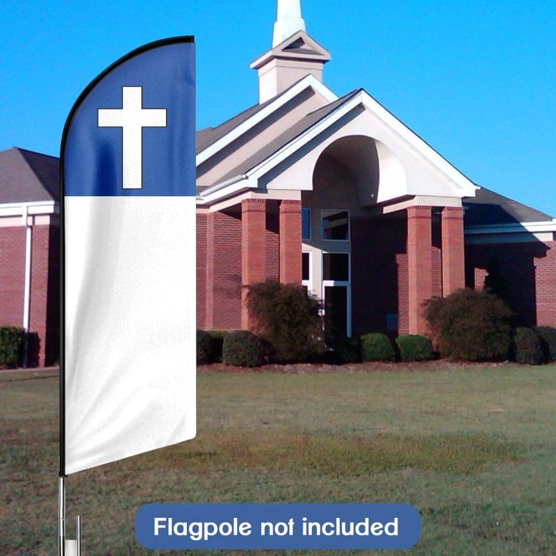 FT Christian Advertising Swooper Flag,Fade Proof Christian Signs for Businesses(Flagpole Not Included 3.4)