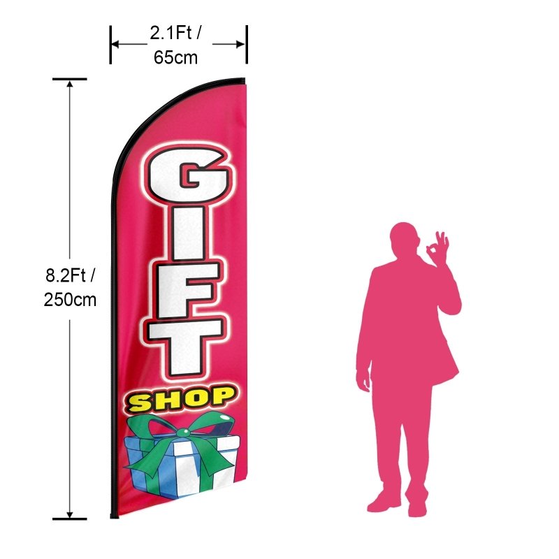 Gift Shop Flag - 8FT Gift Shop Advertising Swooper Flag (Flagpole Not Included 3.4)