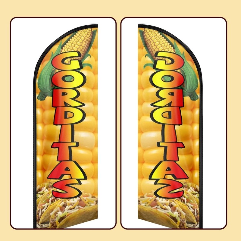 Gorditas Themed Feather Flag, 8FT Gorditas Advertising Swooper Flag(Flagpole Not Included 3.4)