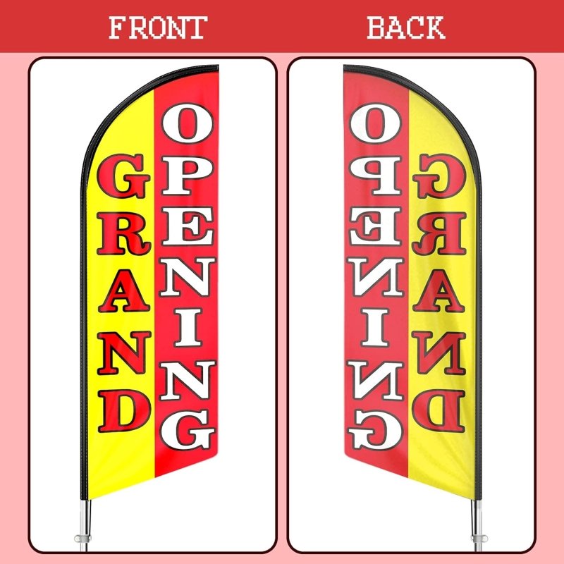 Grand Open Sign - 11FT Grand Opening Polyester Swooper Flag with Flag Pole Kit, Ground Stake(3.4m)