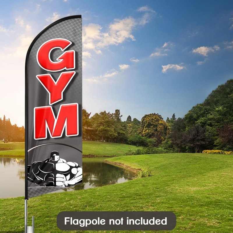 Gym Flags - 8FT Gym Advertising Swooper Flag(Flagpole Not Included 3.4)